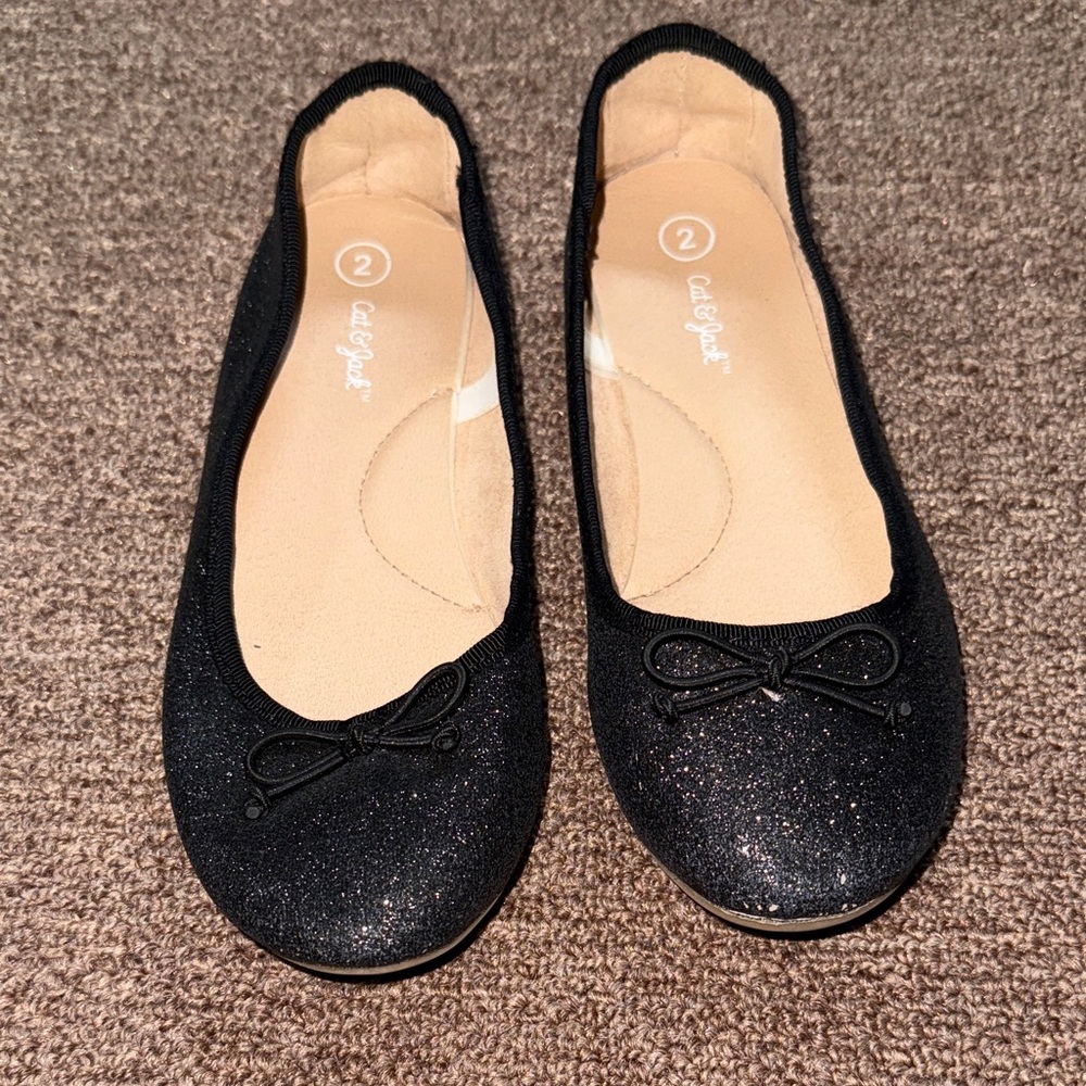 Cat & Jack Black Sparkle Flats with Bow